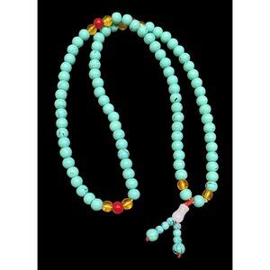 Bohemian Faux Turquoise Mala Meditation Bead Necklace